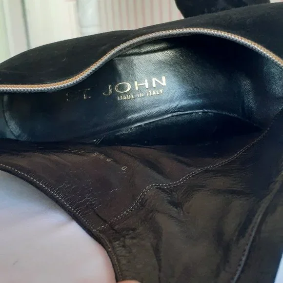 St. John Black Ankle Boots with Gold Accent - Picture 9 of 15